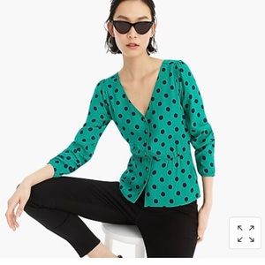 J Crew polka dot peplum blouse size 4